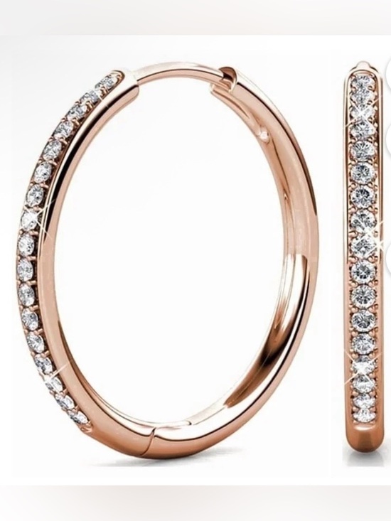 Cate & Chloe Jewelry - 18k Rose Gold Plated Pave CZ Hoop Earrings for Women 20MM/.75 Inches